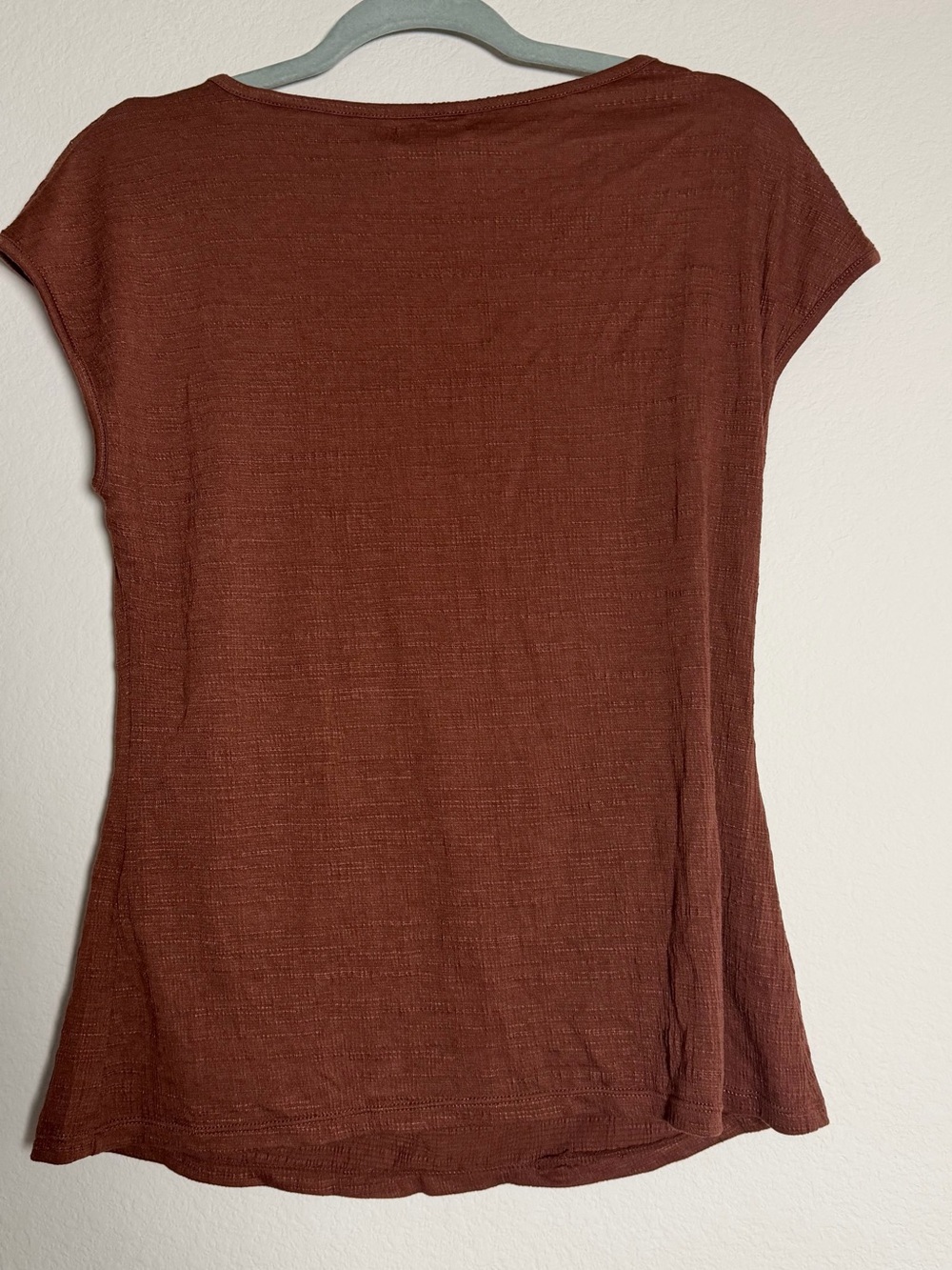 Brown Draped Cap-Sleeve Women's Top - Picture 4 of 4
